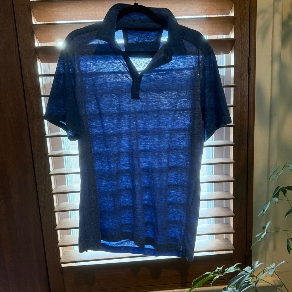 Banana Republic The Vintage T Polo Shirt Mens Large Blue Heather Short Sleeve